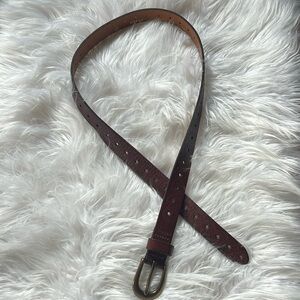 Fossil brown tooled leather belt size small
